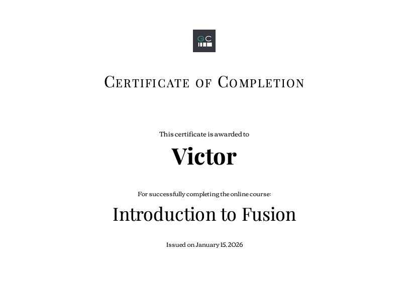 Сертификат: Introduction to Fusion